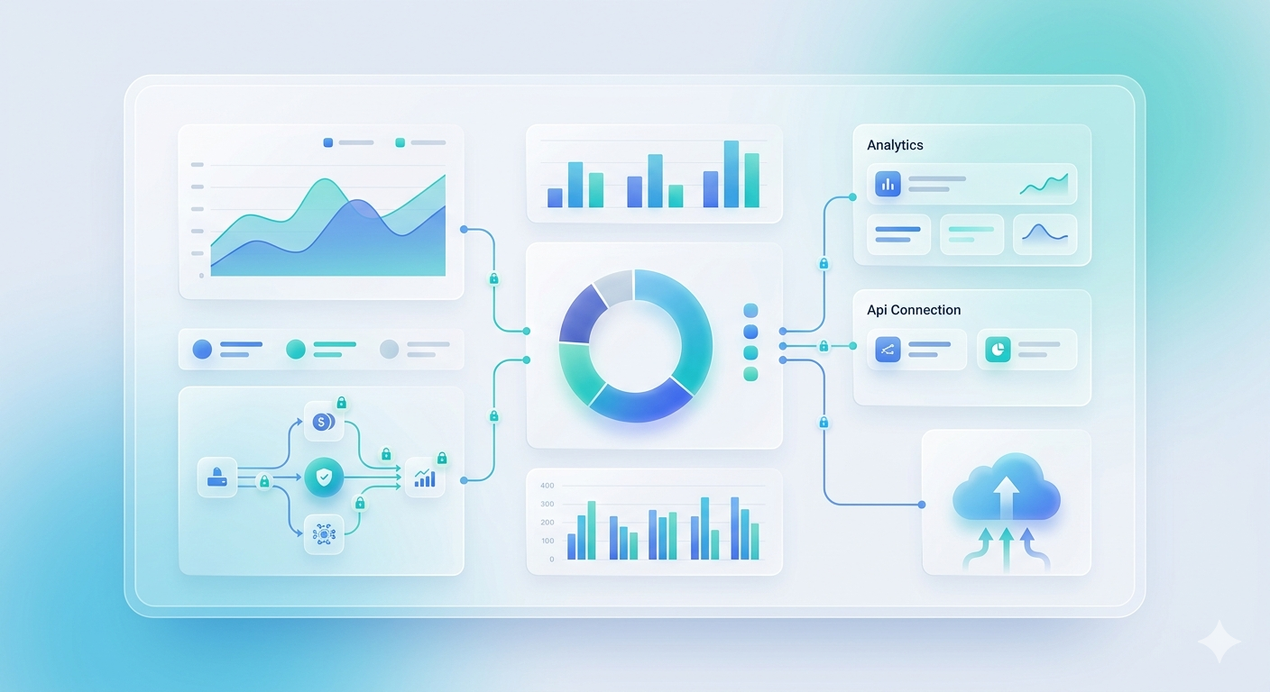 Fintech dashboard and API integration visualization